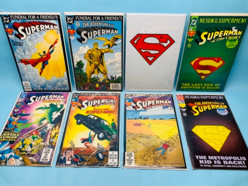 Photo 1 of 277862… eight superman comics in plastic sleeves