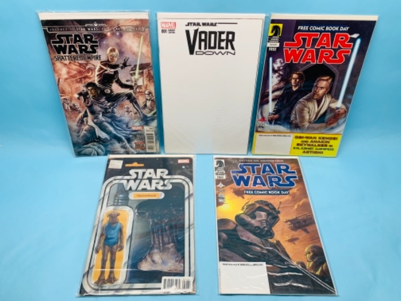 Photo 1 of 277863… five Star Wars comics in plastic sleeves