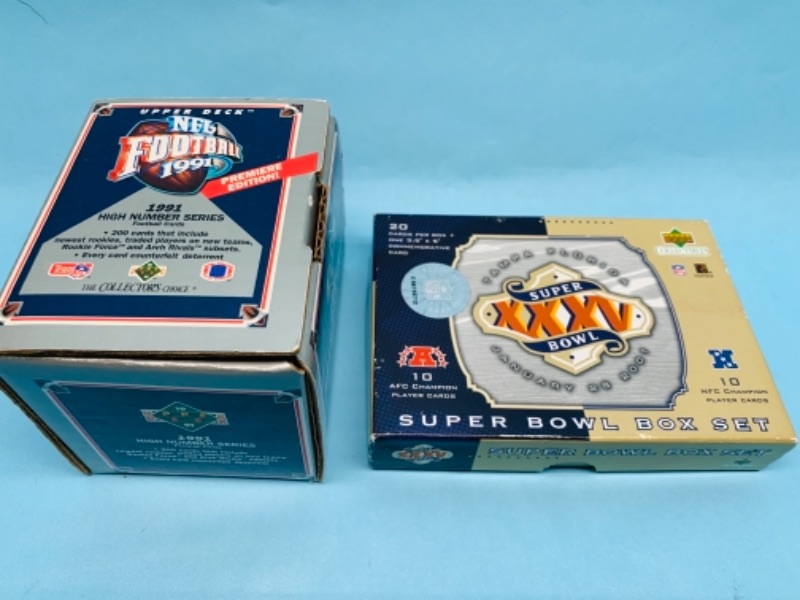 Photo 2 of 277887…1991 upper deck high numbers series premiere edition collector box and 2001 Super Bowl box card set  in original boxes