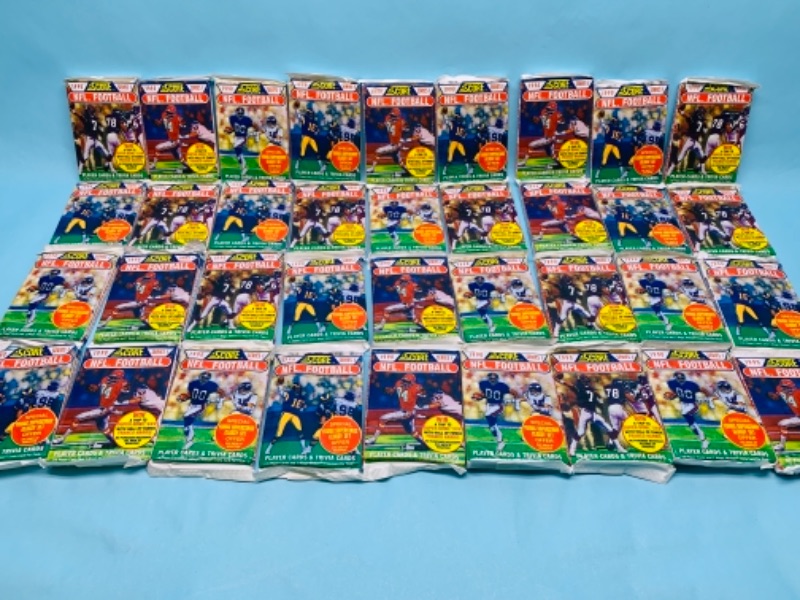 Photo 1 of 277899…36 sealed packs 1990 score NFL player and trivia cards series 1 