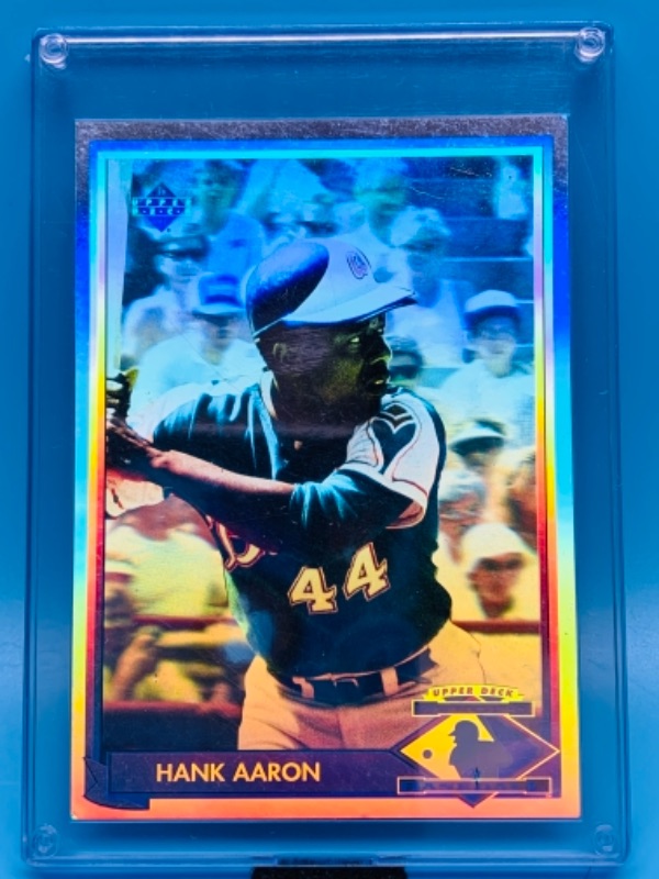 Photo 1 of 277926…upper deck 1991 hologram Hank Aaron card HH1  in hard plastic case