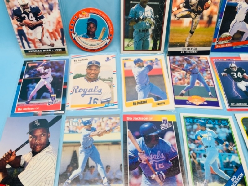 Photo 3 of 277936…18 bo Jackson trading cards in plastic sleeves 