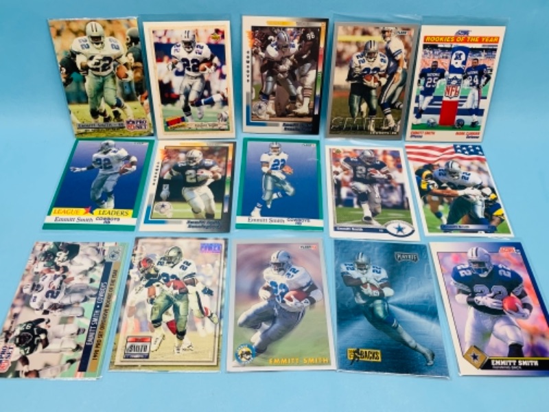 Photo 1 of 277938…15 emmitt smith trading cards in plastic sleeves 