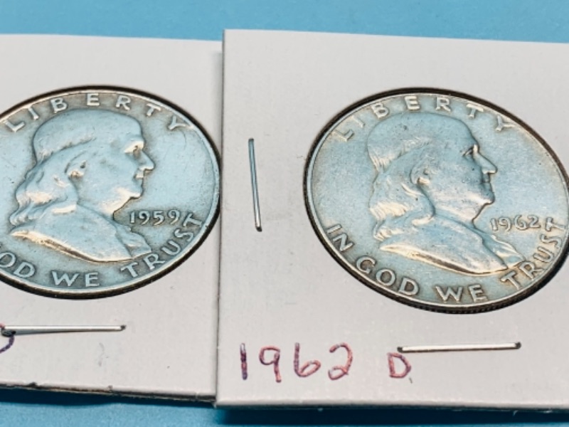 Photo 4 of 277943…2 circulated 90% silver Franklin half dollar coins 