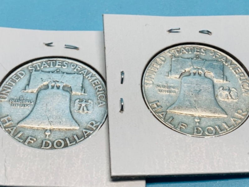 Photo 2 of 277943…2 circulated 90% silver Franklin half dollar coins 