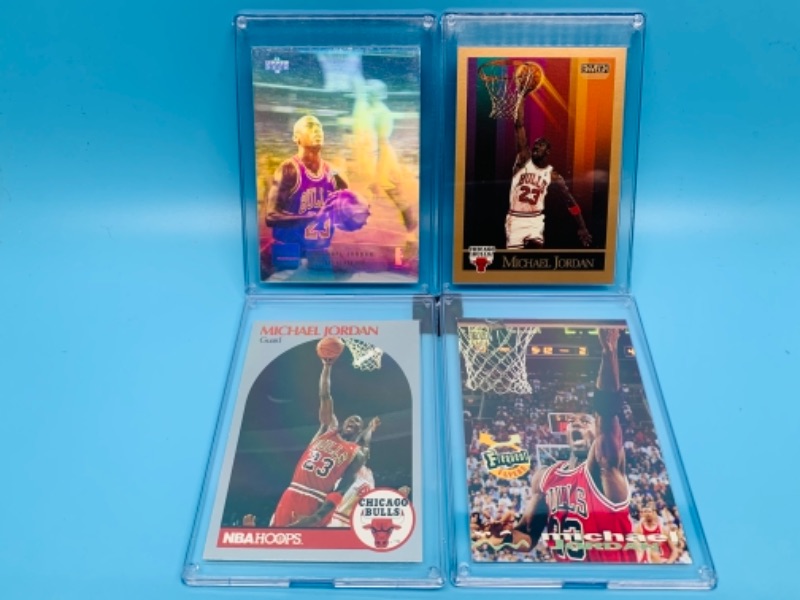Photo 1 of 277953…4 Michael Jordan trading cards in hard plastic cases 