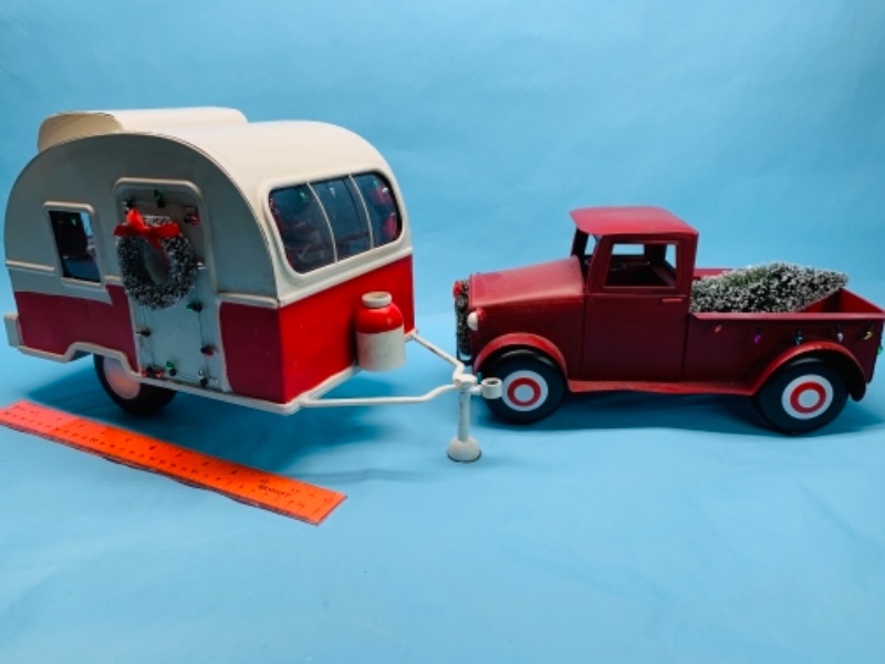 Photo 1 of 277964…2 piece tin Christmas retro truck and camper 