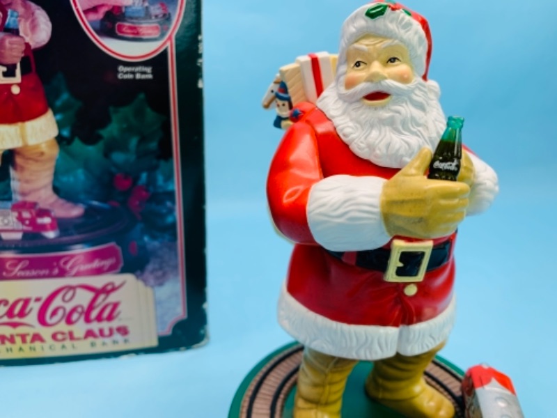 Photo 3 of 277965…vintage Coca cola Santa Claus die cast mechanical bank with original box 