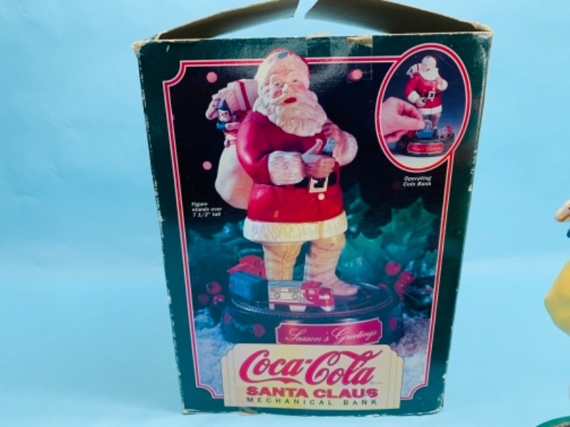 Photo 4 of 277965…vintage Coca cola Santa Claus die cast mechanical bank with original box 