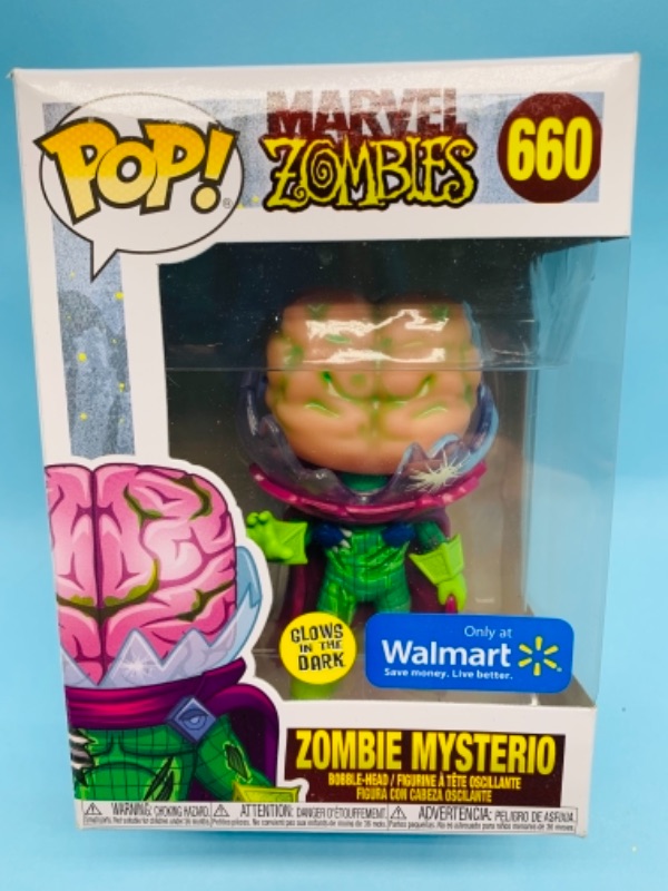 Photo 1 of 277986…Funko pop marvel zombie mysterio glow in the dark bobble head figure in original box 