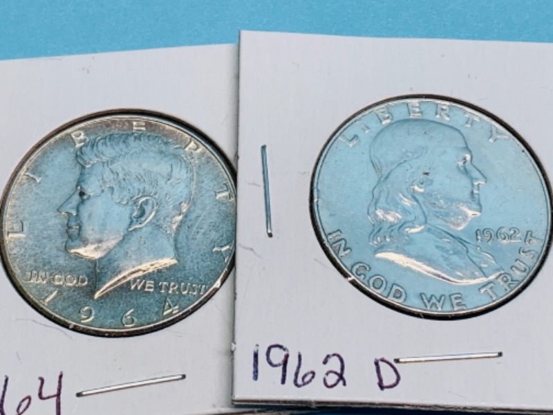 Photo 2 of 277996…two 90% silver  circulated half dollars