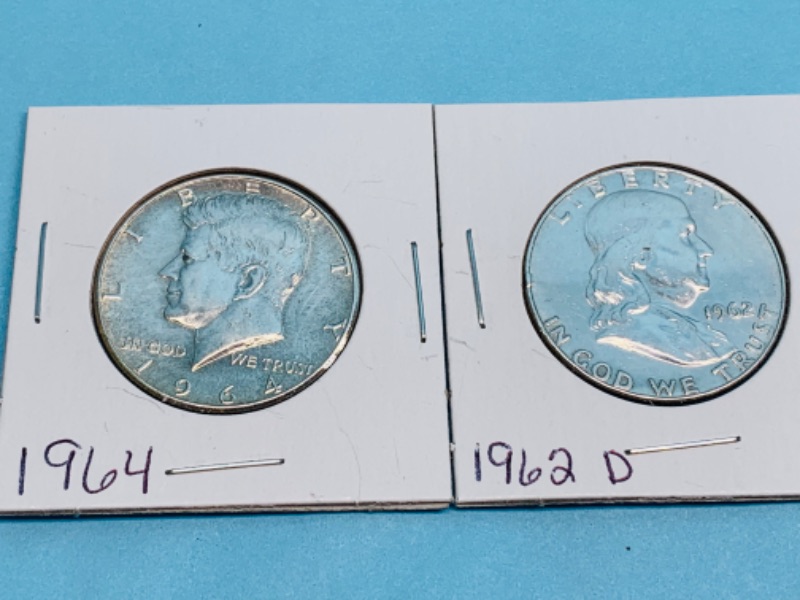 Photo 1 of 277996…two 90% silver  circulated half dollars