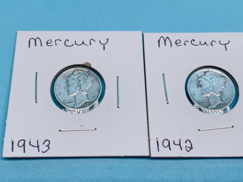 Photo 1 of 277997…two 90% silver circulated mercury dimes 