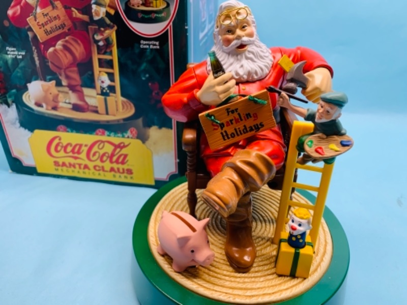 Photo 3 of 278023…vintage Coca Cola Santa Claus die cast mechanical bank in original box 