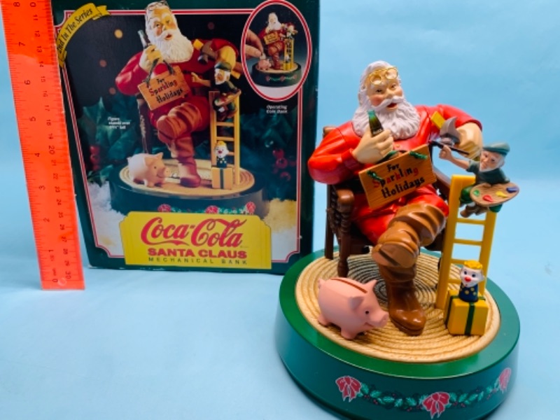 Photo 2 of 278023…vintage Coca Cola Santa Claus die cast mechanical bank in original box 