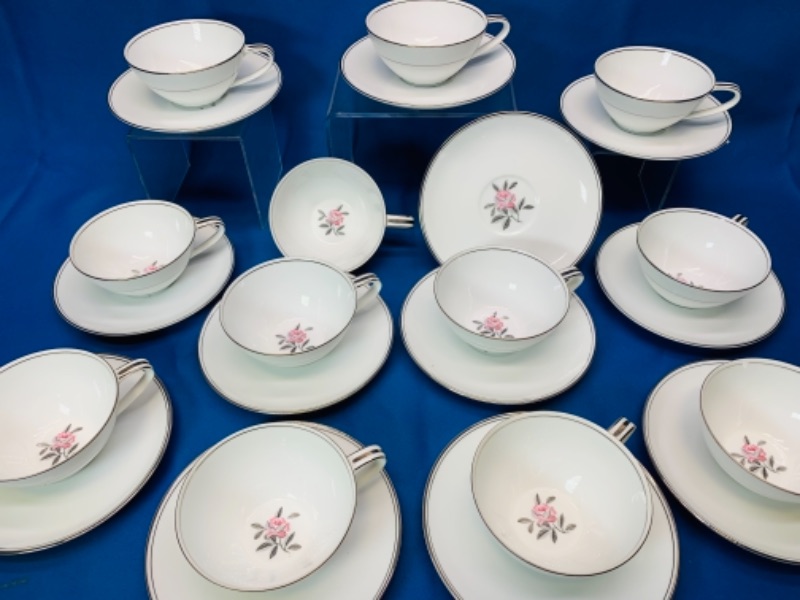 Photo 1 of 278041…noritake Rosales 5790 Japan cups and saucers service for 12 