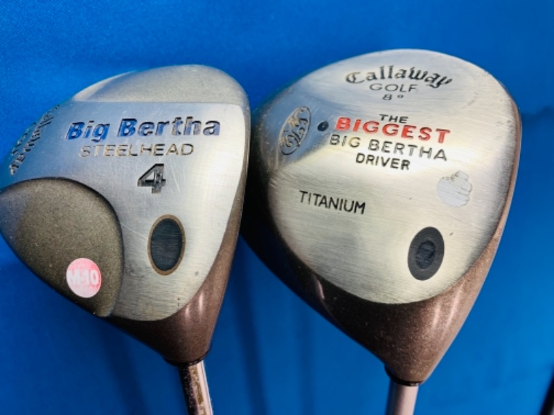 Photo 1 of 278046…2 callaway  big Bertha golf clubs- one titanium biggest big Bertha driver 8 and one steelhead 4 