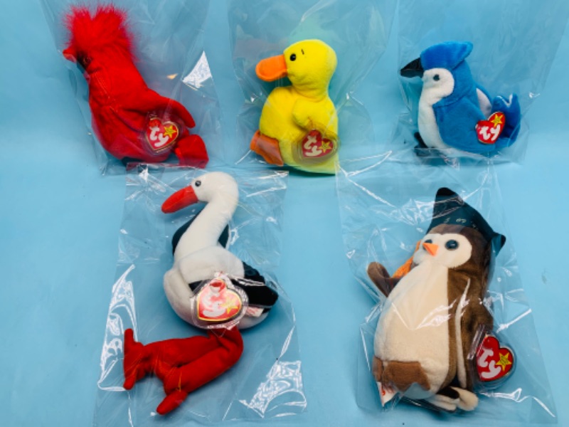 Photo 1 of 278073…5 ty beanie babies in plastic bags- birds 