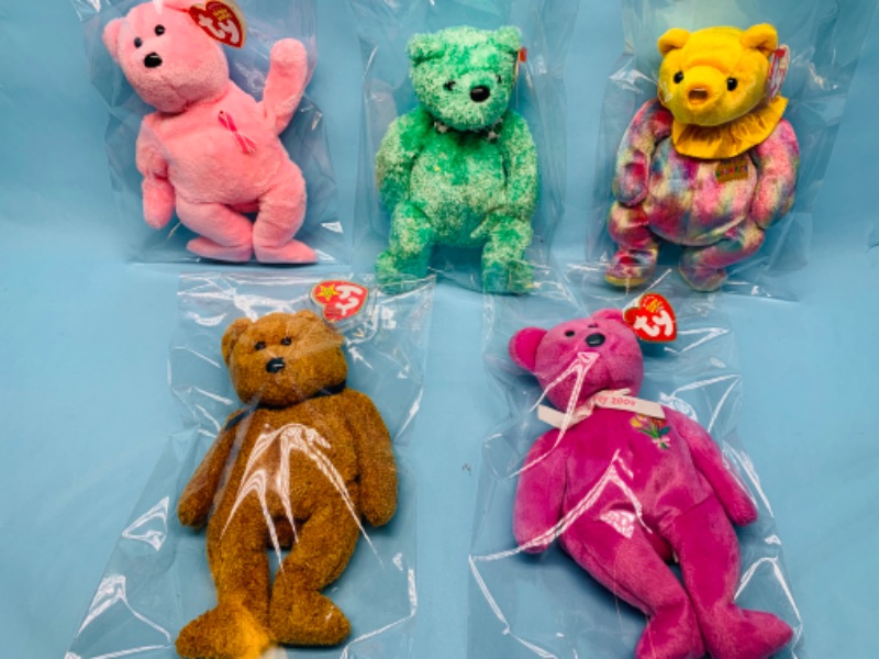 Photo 1 of 278075…5 ty beanie babies in plastic bags- bears