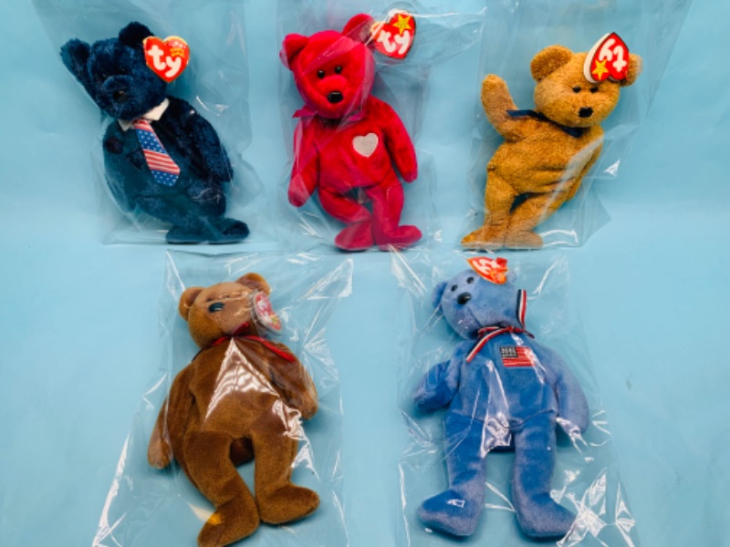 Photo 1 of 278078…5 ty beanie babies in plastic bags- bears