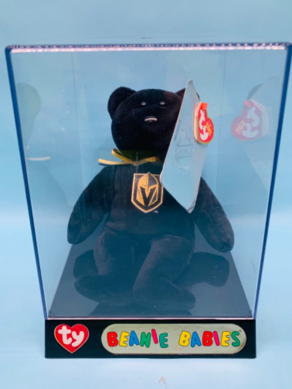 Photo 1 of 278091…ty beanie babies golden knight bear in display case 