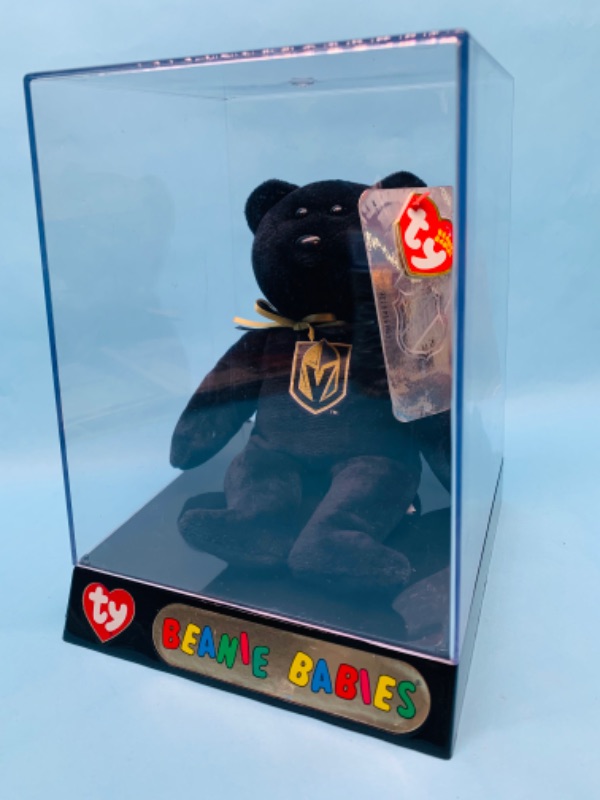 Photo 3 of 278091…ty beanie babies golden knight bear in display case 