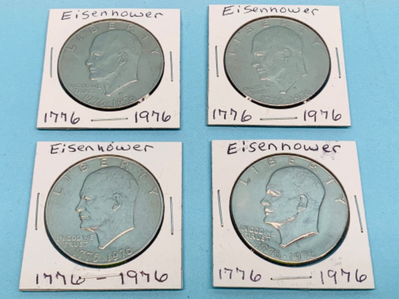 Photo 1 of 278100…4 circulated bicentennial no silver Eisenhower dollar coins 