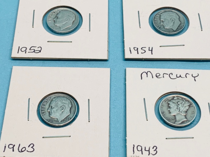 Photo 1 of 278104…circulated 90% silver dimes. One is a mercury 