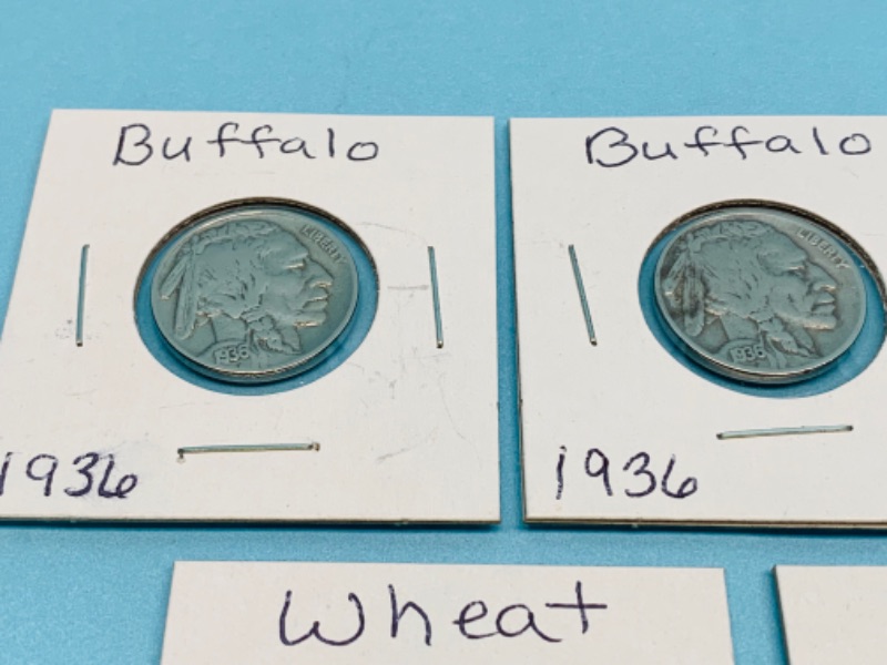 Photo 2 of 278105…circulated old wheat pennies and 2 Buffalo nickels 