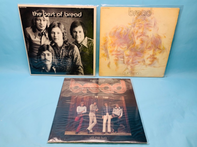 Photo 1 of 278108…3 bread vinyl records in great condition for age in plastic sleeves 