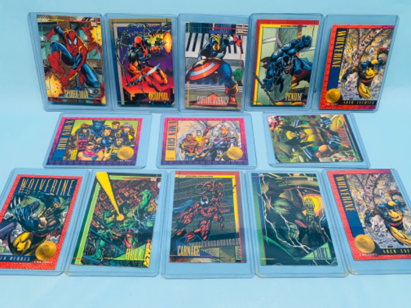 Photo 1 of 278133…13 vintage marvel trading cards in hard plastic sleeves 