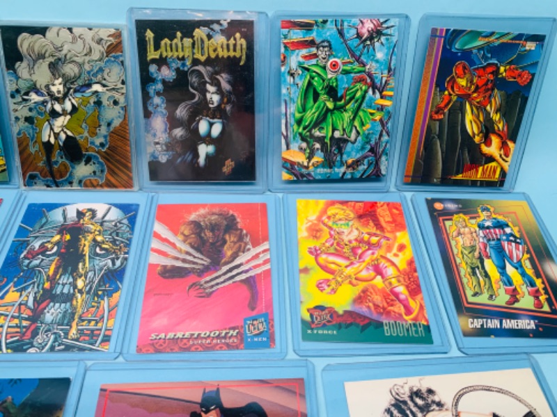 Photo 5 of 278134…25 older marvel, lady death, DC, and chromium comic trading cards in hard plastic sleeves 