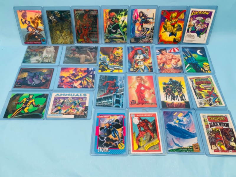 Photo 1 of 278135…25 vintage marvel, DC, lady death, and chromium comic trading cards in hard plastic sleeves 