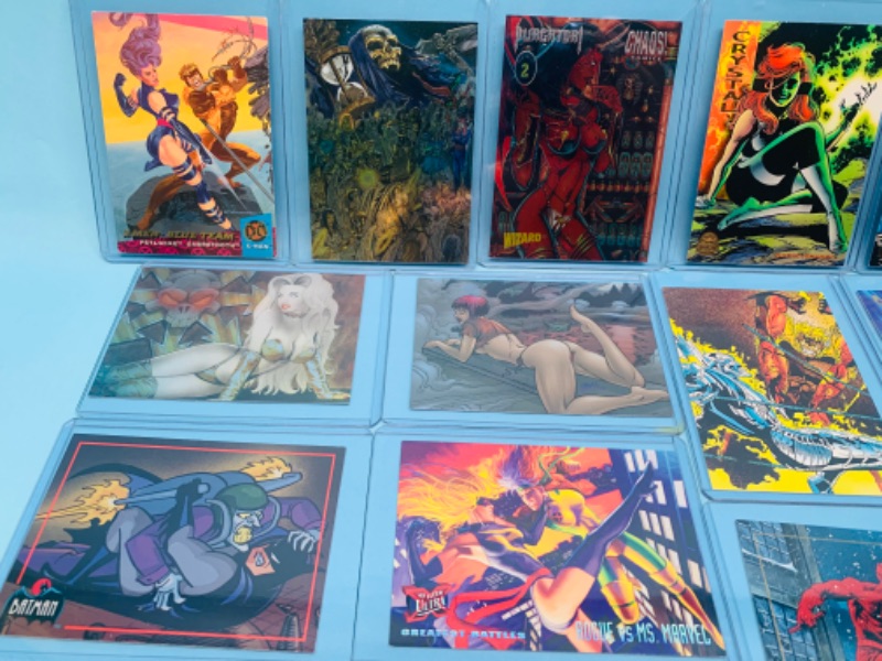 Photo 2 of 278135…25 vintage marvel, DC, lady death, and chromium comic trading cards in hard plastic sleeves 