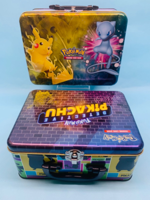 Photo 1 of 278138…2 empty Pokémon lunchbox/ storage tins - empty 