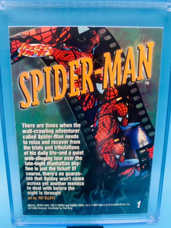 Photo 2 of 278145…1994 marvel Spider-Man freeze frames card 1 in hard plastic case 