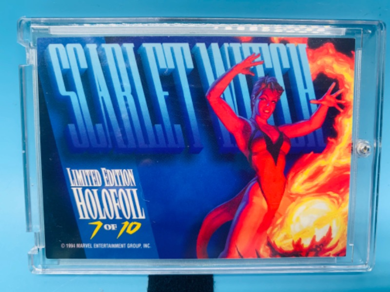 Photo 2 of 278149…1994 marvel scarlet witch gold holofoil card 7 in hard plastic case 