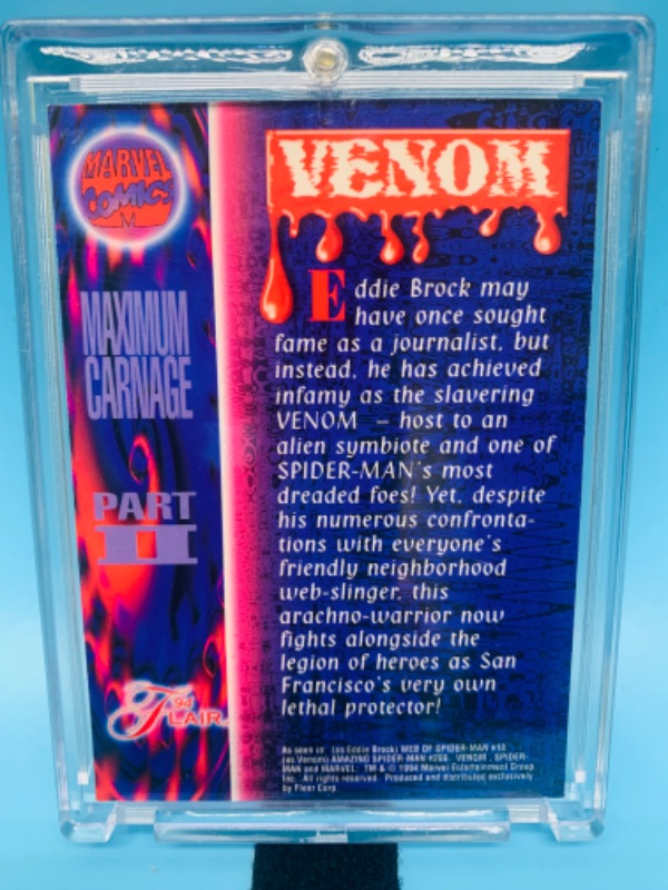 Photo 2 of 278150…1994 flair venom card in hard plastic case 