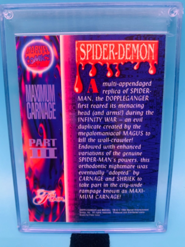 Photo 1 of 278153…flair 1994 spider-demon card in hard plastic case 