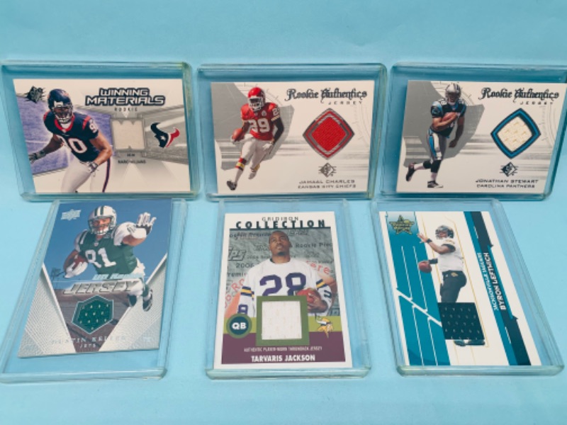 Photo 1 of 278158…6 jersey relic football trading cards in hard plastic sleeves 