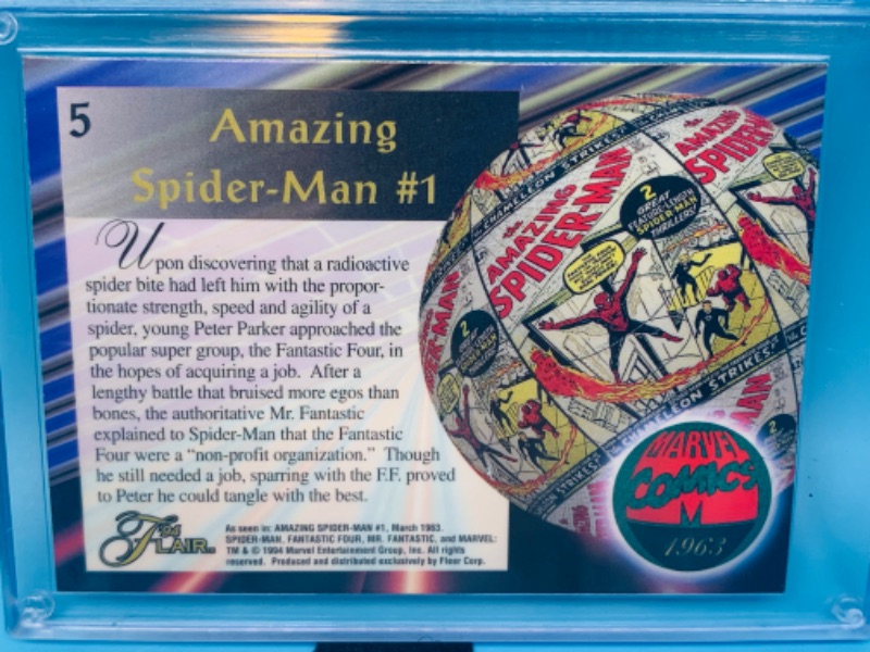 Photo 2 of 278159…1994 flair amazing Spider-Man #1 card 5 in hard plastic case