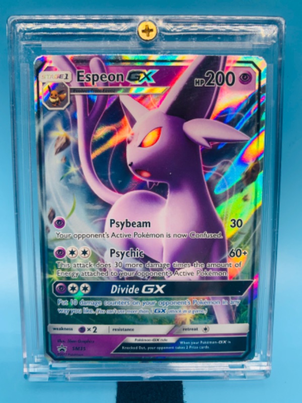 Photo 1 of 278161…Pokémon espeon GX holo card in hard plastic case 