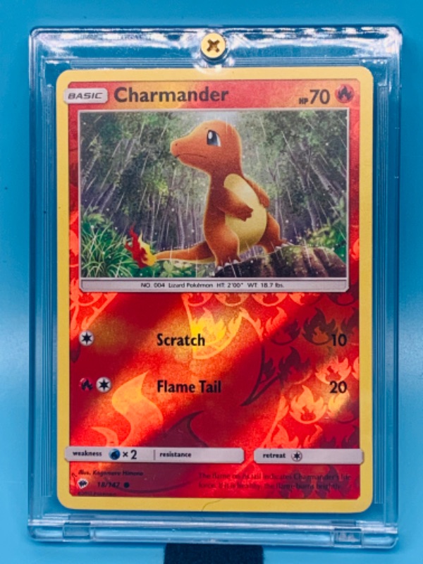 Photo 1 of 278163…Pokémon charmander reverse holo card 18/147 in hard plastic case 