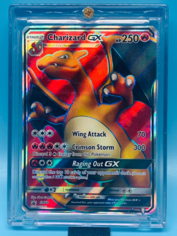 Photo 1 of 278167…Pokémon charizard GX holo card SM60 in hard plastic case 