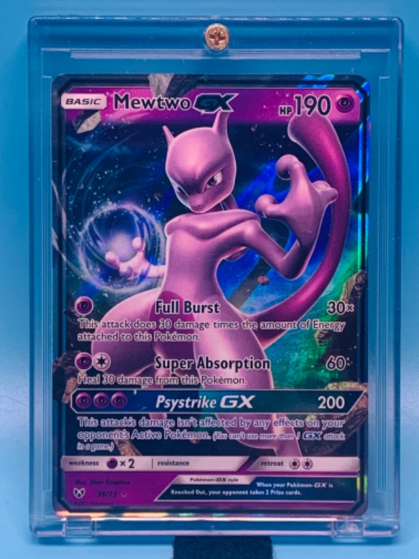 Photo 1 of 278170…Pokémon mewtwo GX holo card 39/73 in hard plastic case 