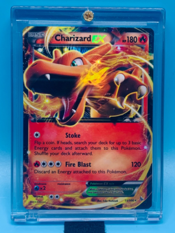 Photo 1 of 278174…rare -Pokémon charizard EX flashfire holofoil card 11/106 in hard plastic case 