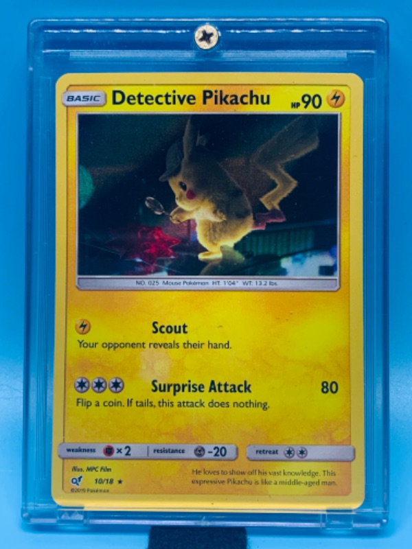 Photo 1 of 278176…Pokémon detective pikachu card 10/18 basic in hard plastic case 