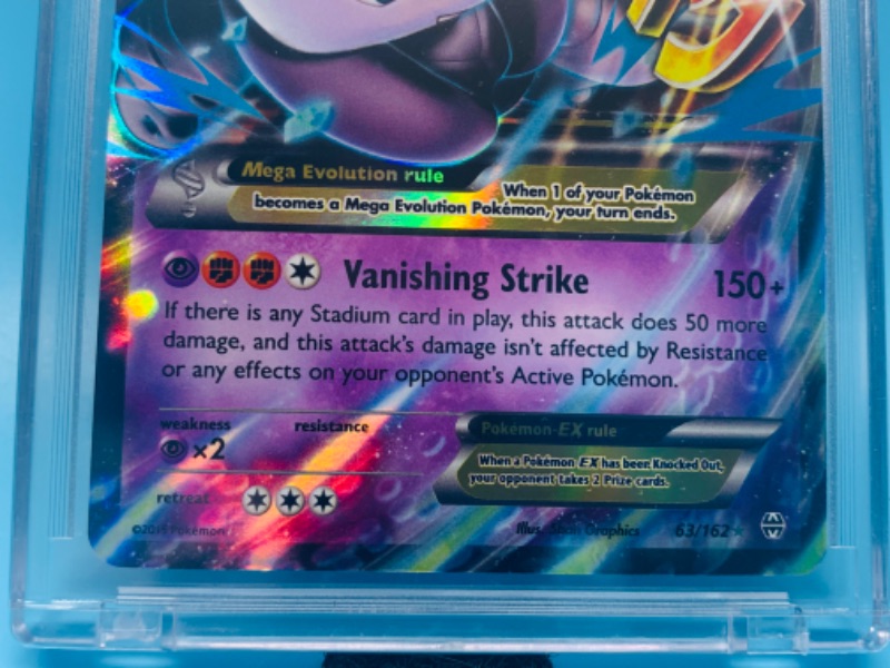 Photo 2 of 278177…Pokémon mewtwo EX holofoil card 63/162 in hard plastic case 