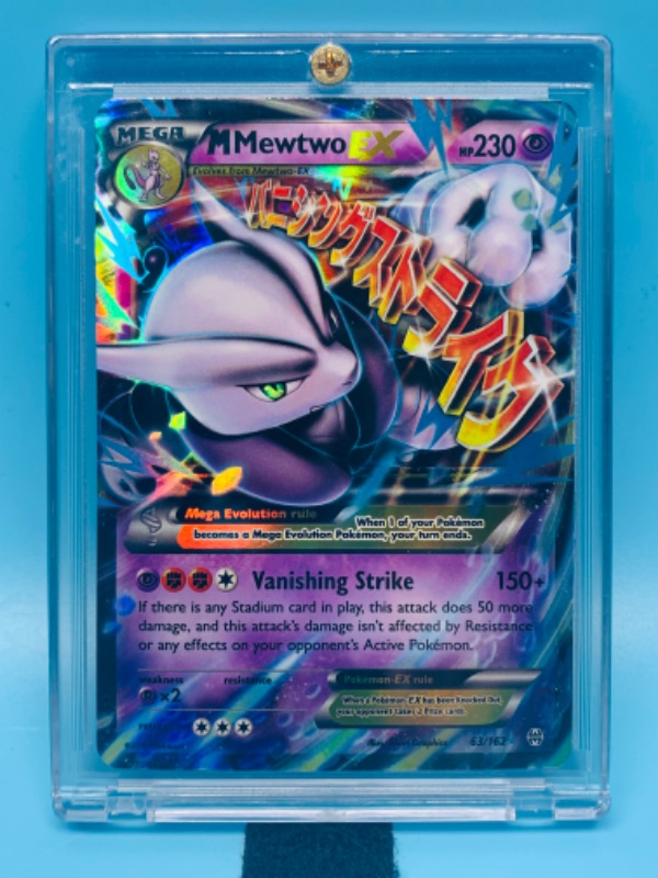 Photo 1 of 278177…Pokémon mewtwo EX holofoil card 63/162 in hard plastic case 