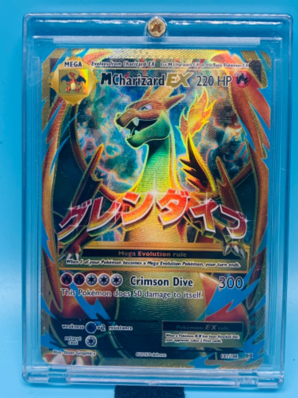 Photo 1 of 278178…Pokémon charizard EX holofoil 101/108 card in hard plastic case 